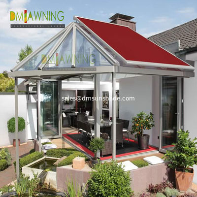 Techo retráctil de aluminio con toldo para jardín de invernaderos con caja completa con brazo plegable